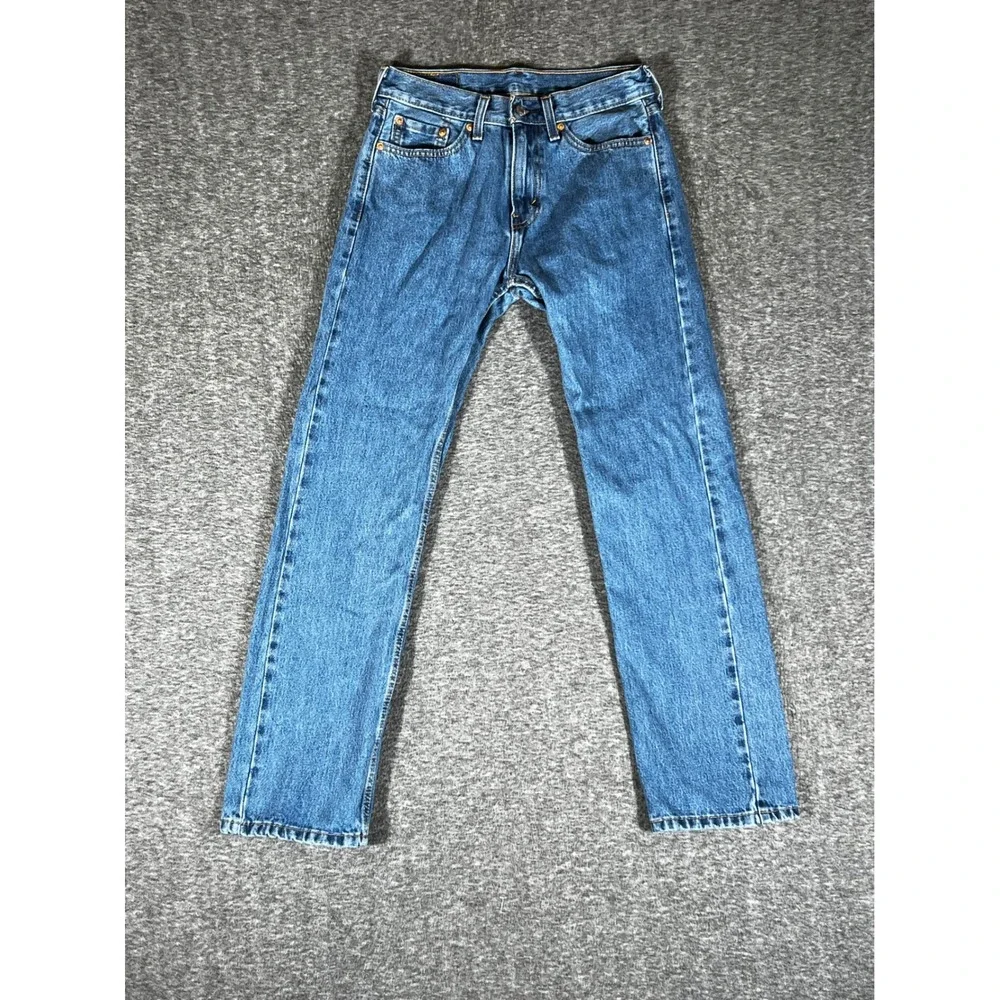Levis 505 Regular Fit Straight Leg Jeans Mens 29x31 Medium Wash Blue Denim